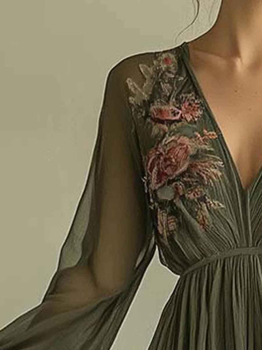 Robe Tendance en Mousseline à Imprimé Élégant