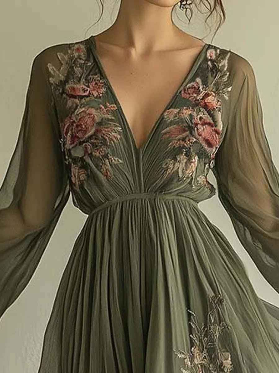 Robe Tendance en Mousseline à Imprimé Élégant