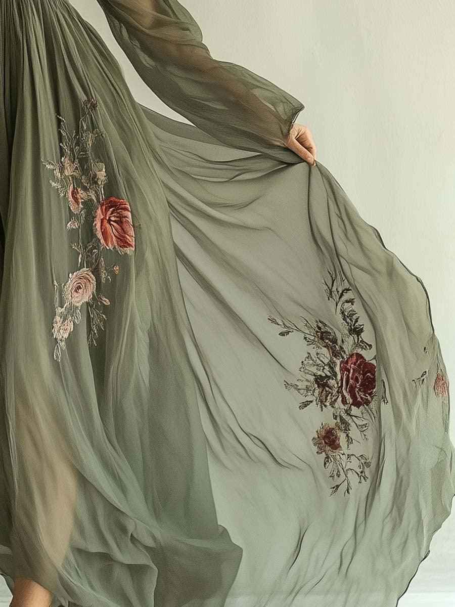 Robe Tendance en Mousseline à Imprimé Élégant