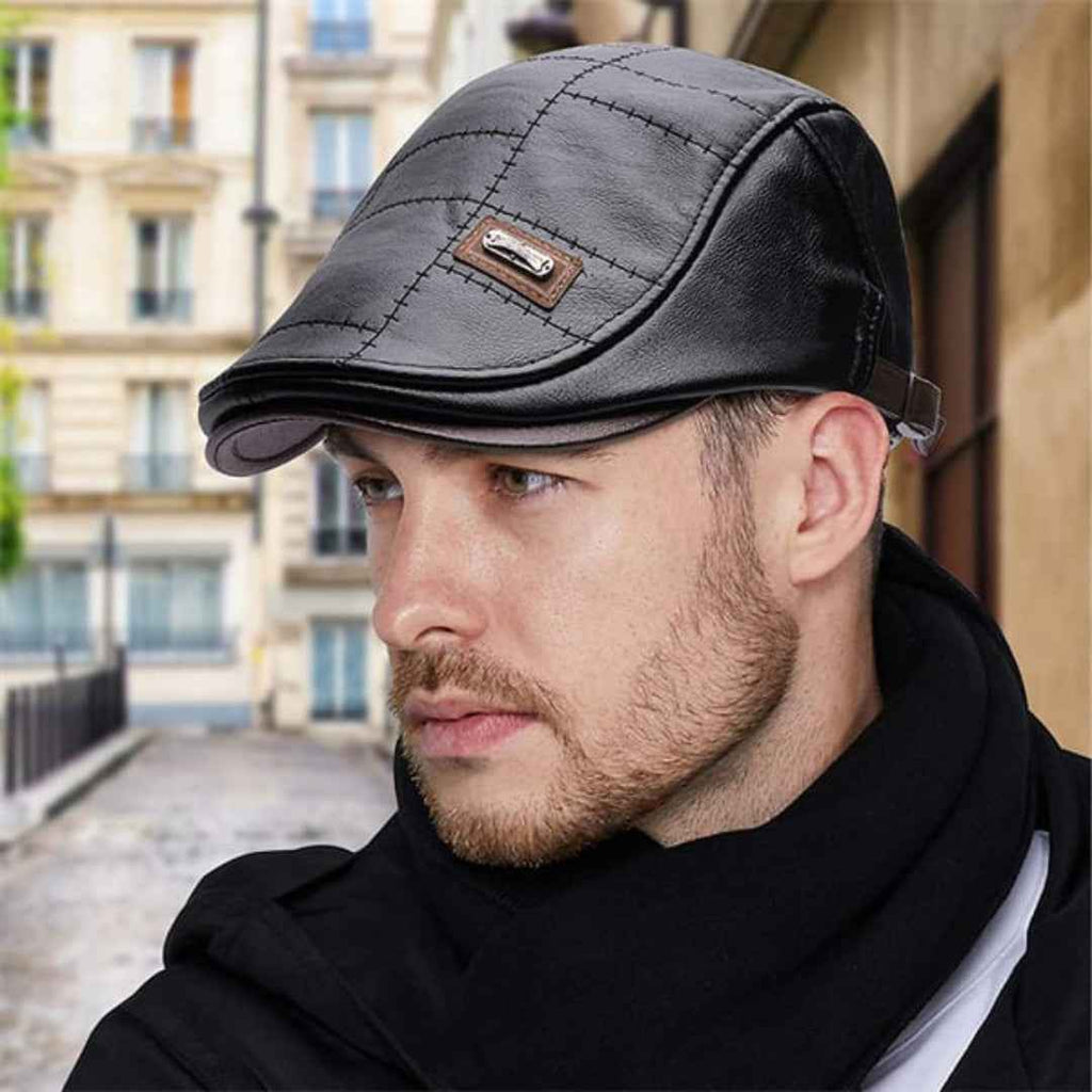 FlatCap™ – Béret en cuir rétro pour hommes, élégant et intemporel (1 acheté, 1 offert)