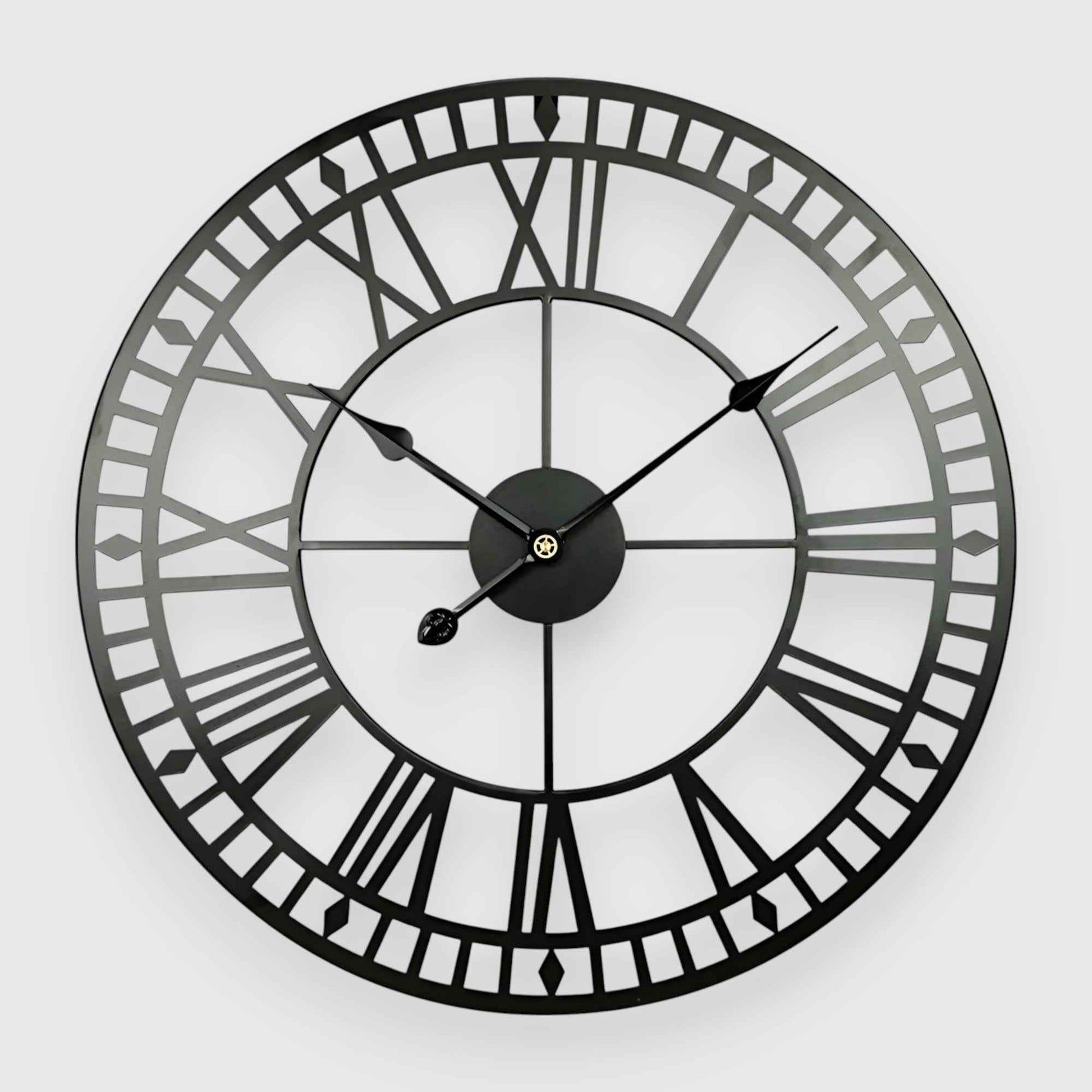 Horloges murales : Horloge Murale Vintage Métal Design Rétro dans Noir de Marche Lino
