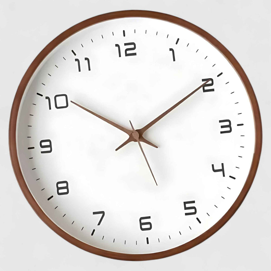 Horloges murales : Horloge Murale Design Bois Élégante dans Noyer de Marche Lino