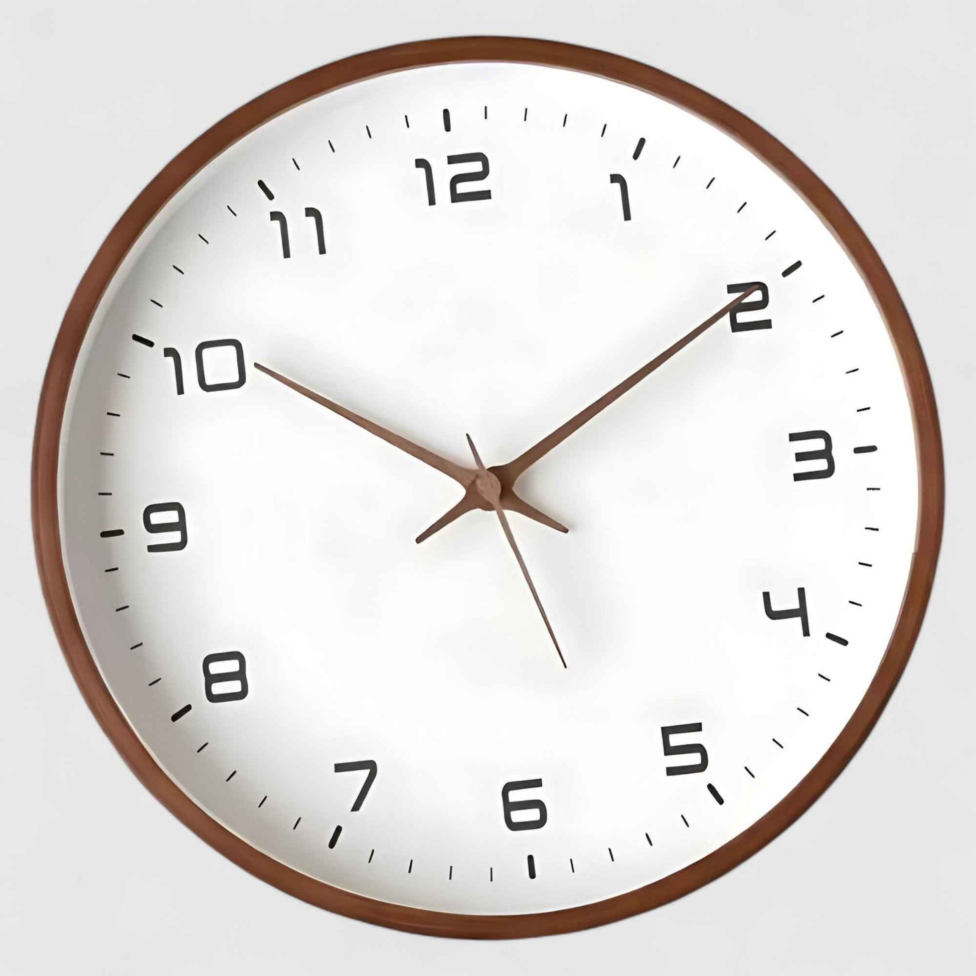 Horloges murales : Horloge Murale Design Bois Élégante dans Noyer de Marche Lino
