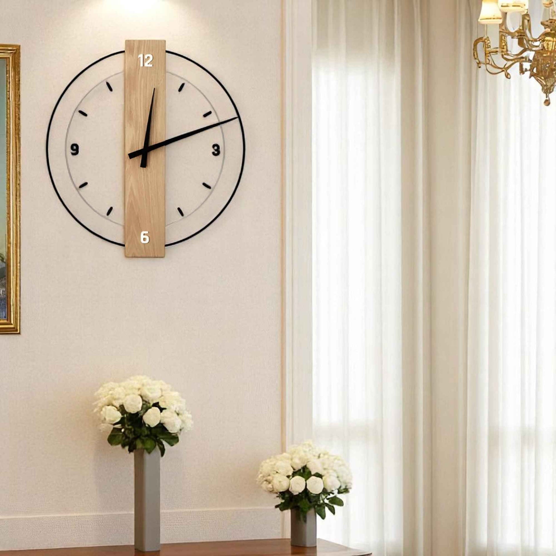 Horloges murales : Horloge Murale en Bois Design Élégante et Moderne dans de Marche Lino