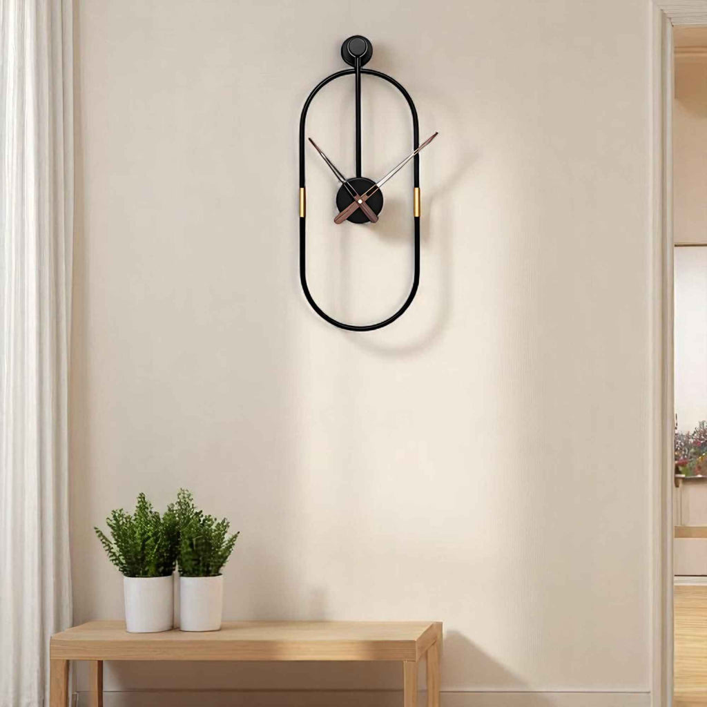 Horloges murales : Grande Horloge Murale Design Métal Noir Minimaliste dans de Marche Lino