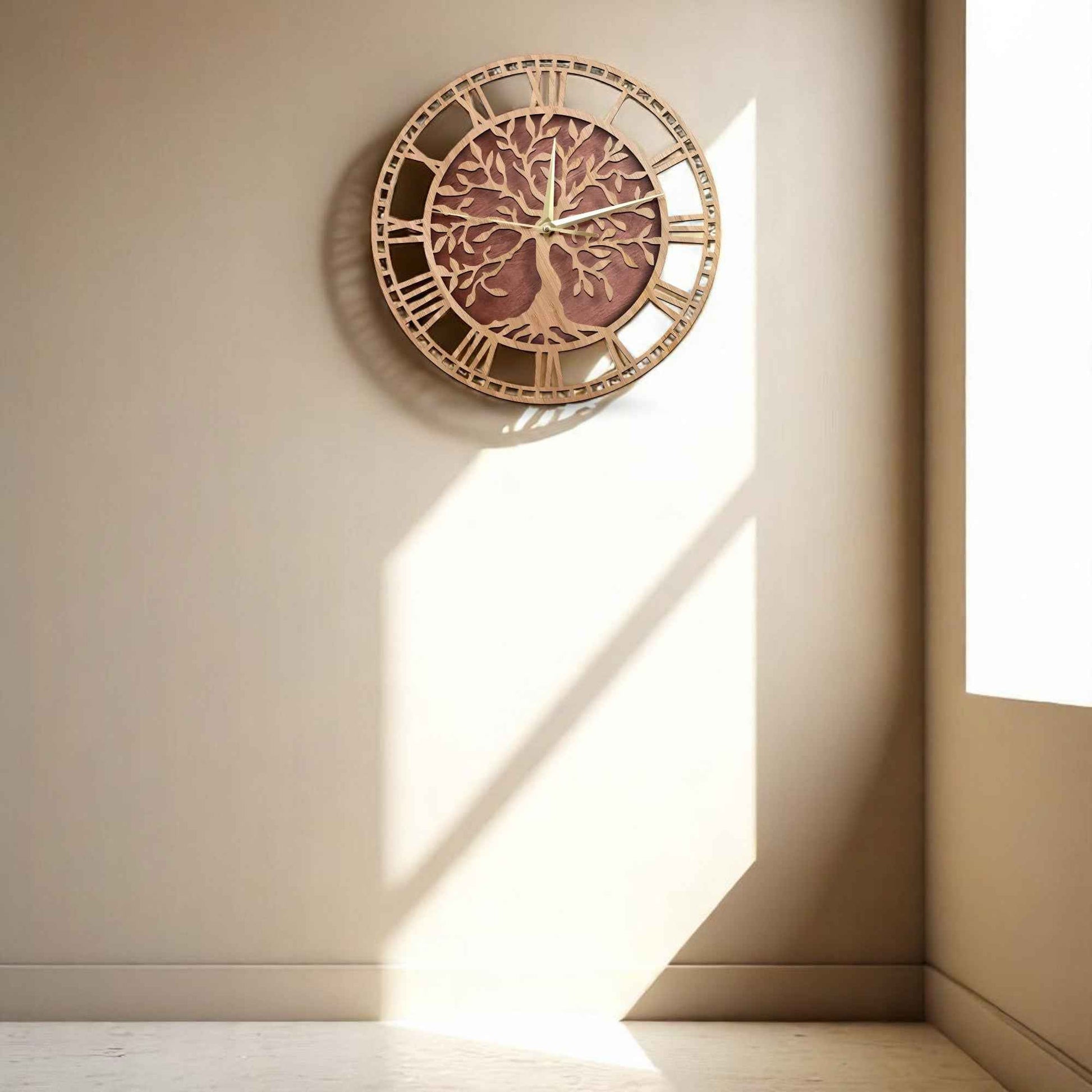 Horloges murales : Grande Horloge Murale Design Bois dans de Marche Lino