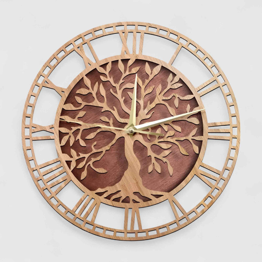Horloges murales : Grande Horloge Murale Design Bois dans de Marche Lino