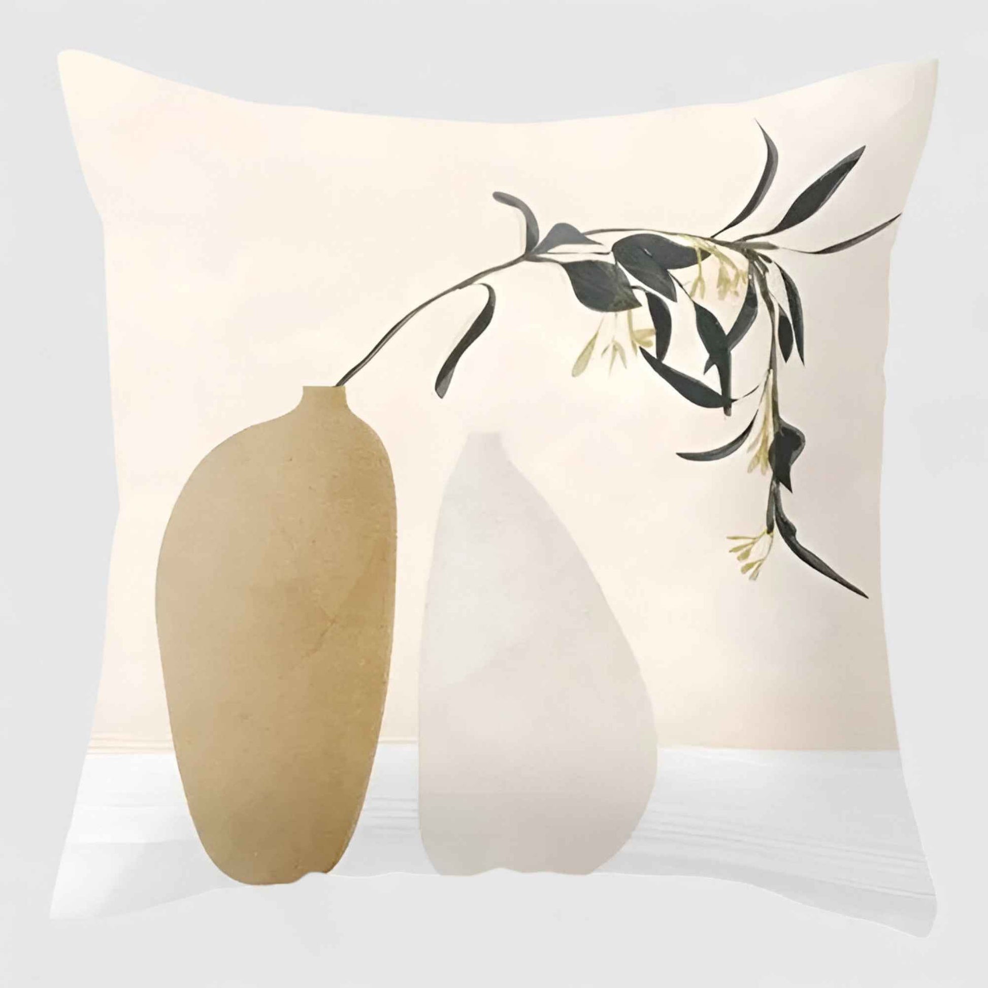 Housses de coussin : Housse de Coussin 40x40 en Tissu Naturel Végétal dans 1 de Marche Lino