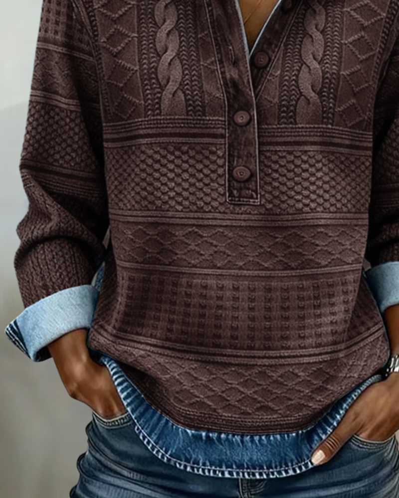 Chic Sweatshirt mit halbgeknöpftem Kragen Sweatshirt