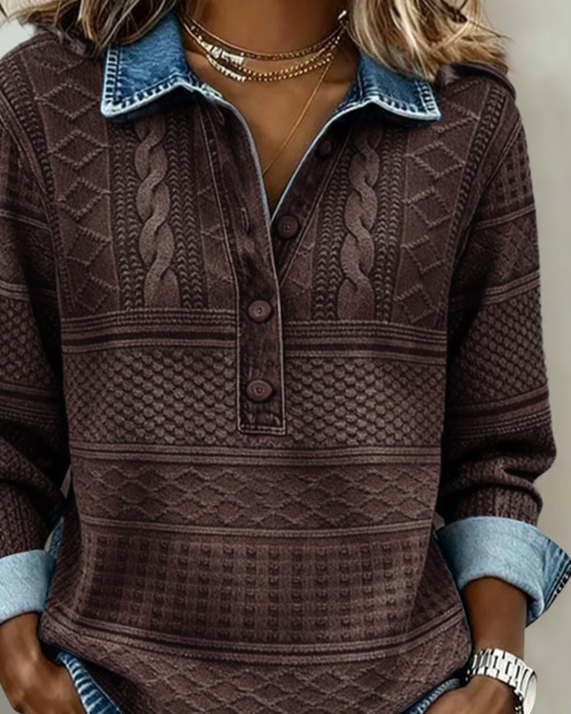 Chic Sweatshirt mit halbgeknöpftem Kragen Sweatshirt