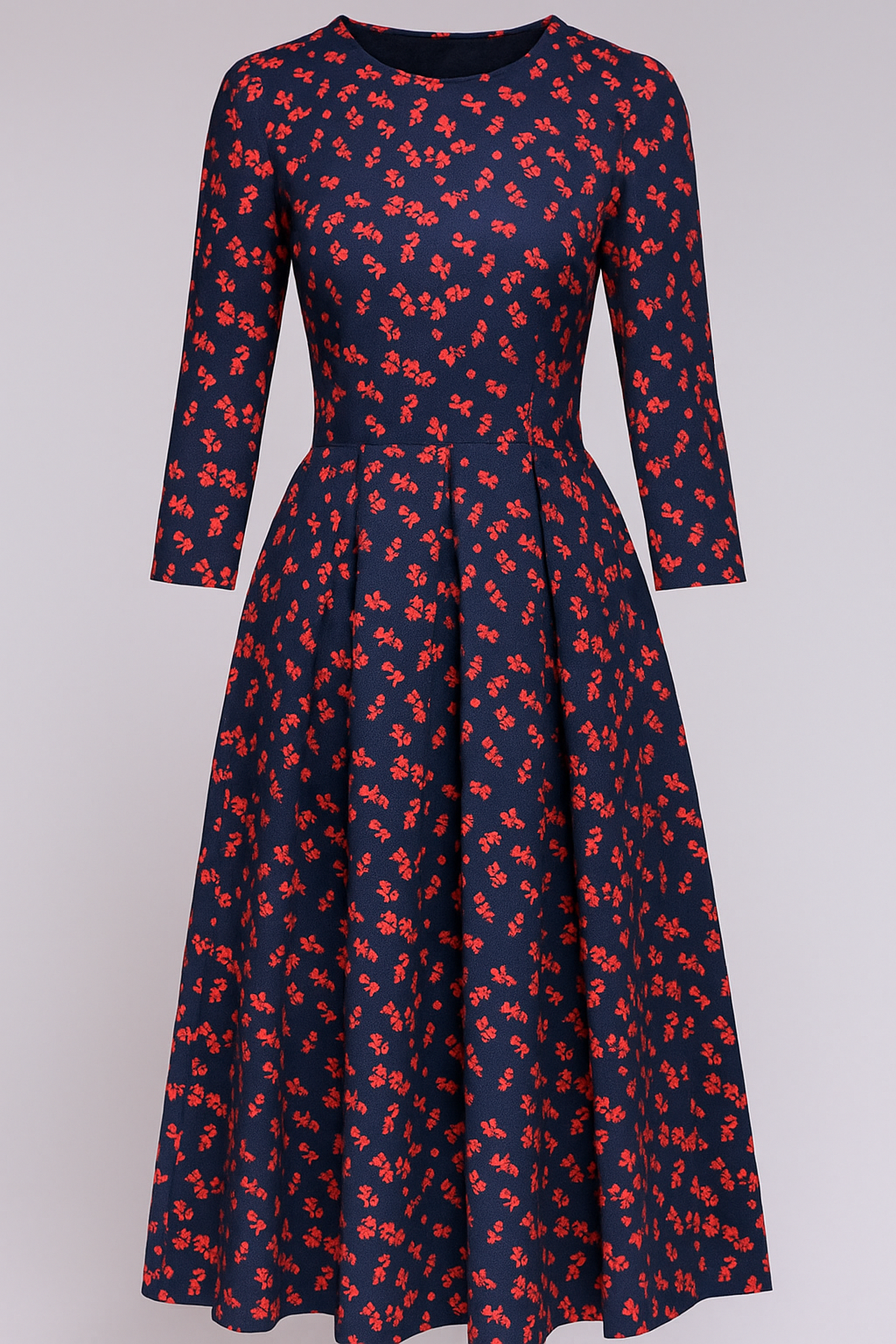 Robe midi à imprimé floral et manches 3/4 Femme