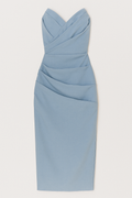 Robe Midi Femme Sans Bretelles avec Fente Élégante pour Cérémonie d'Été