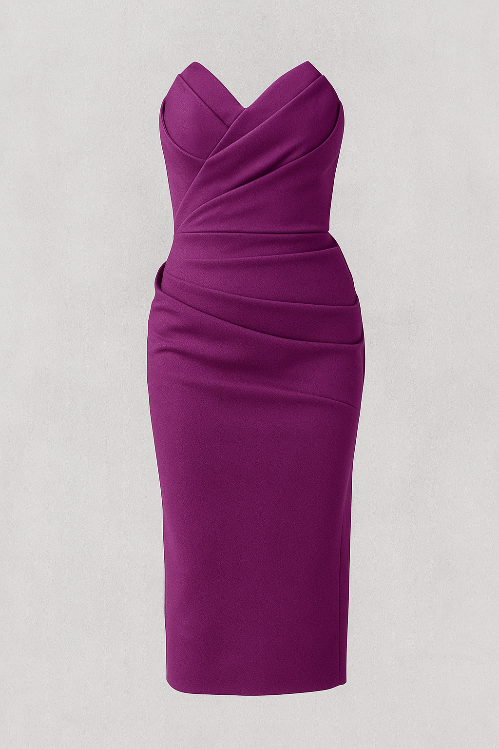 Robe Midi Femme Sans Bretelles avec Fente Élégante pour Cérémonie d'Été