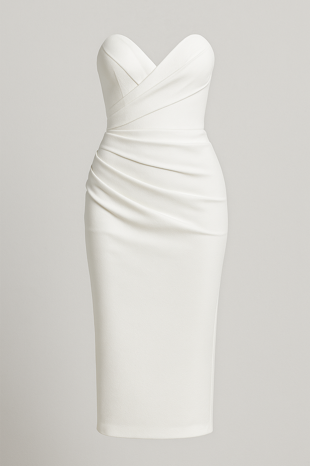 Robe Midi Femme Sans Bretelles avec Fente Élégante pour Cérémonie d'Été