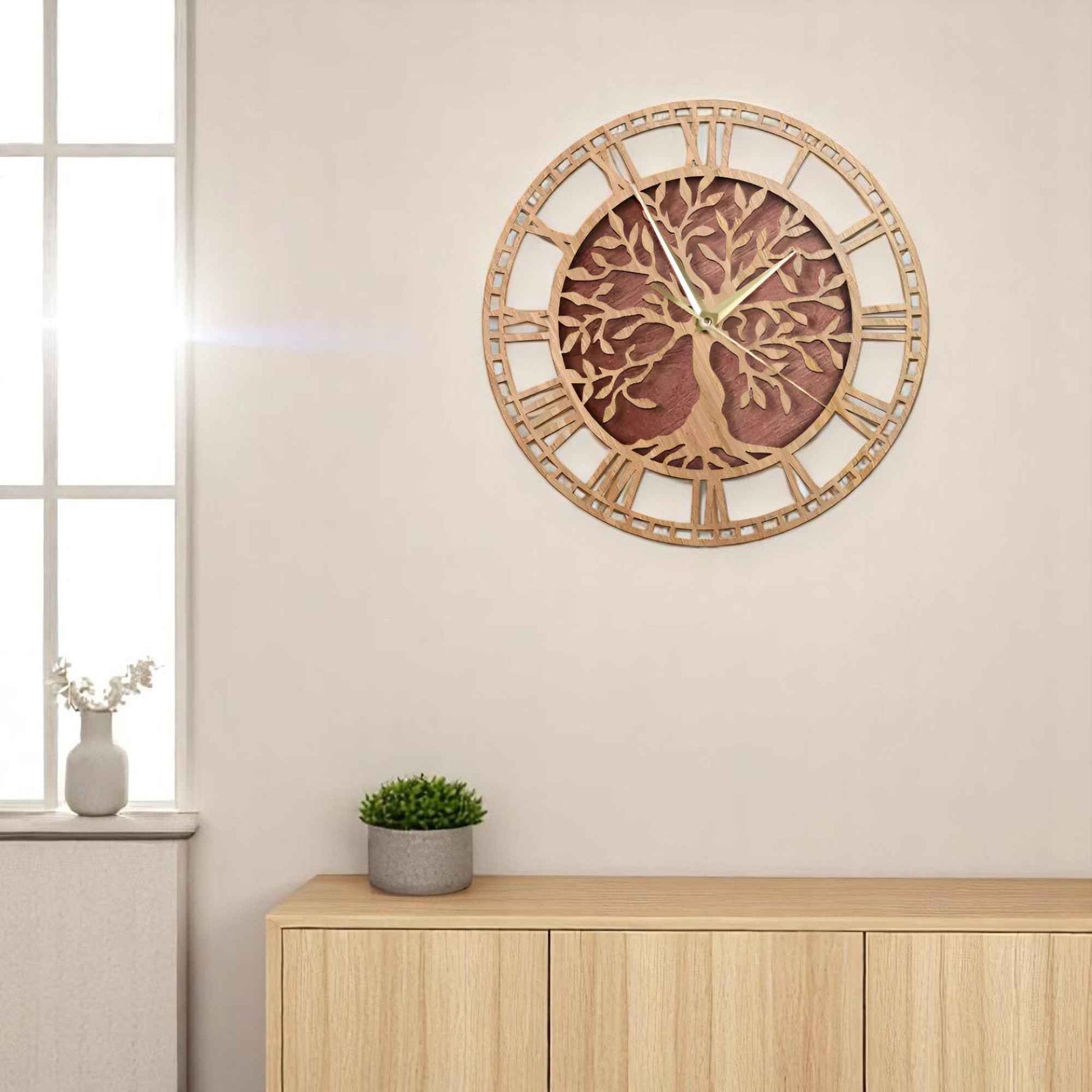 Horloges murales : Grande Horloge Murale Design Bois dans de Marche Lino