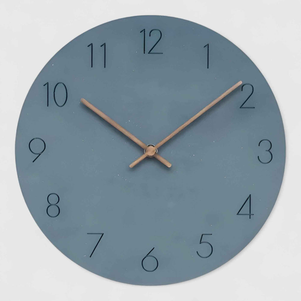 Horloges murales : Horloge Murale Silencieuse en Bois - Design Élégant et Minimaliste 29 cm dans Bleu de Marche Lino