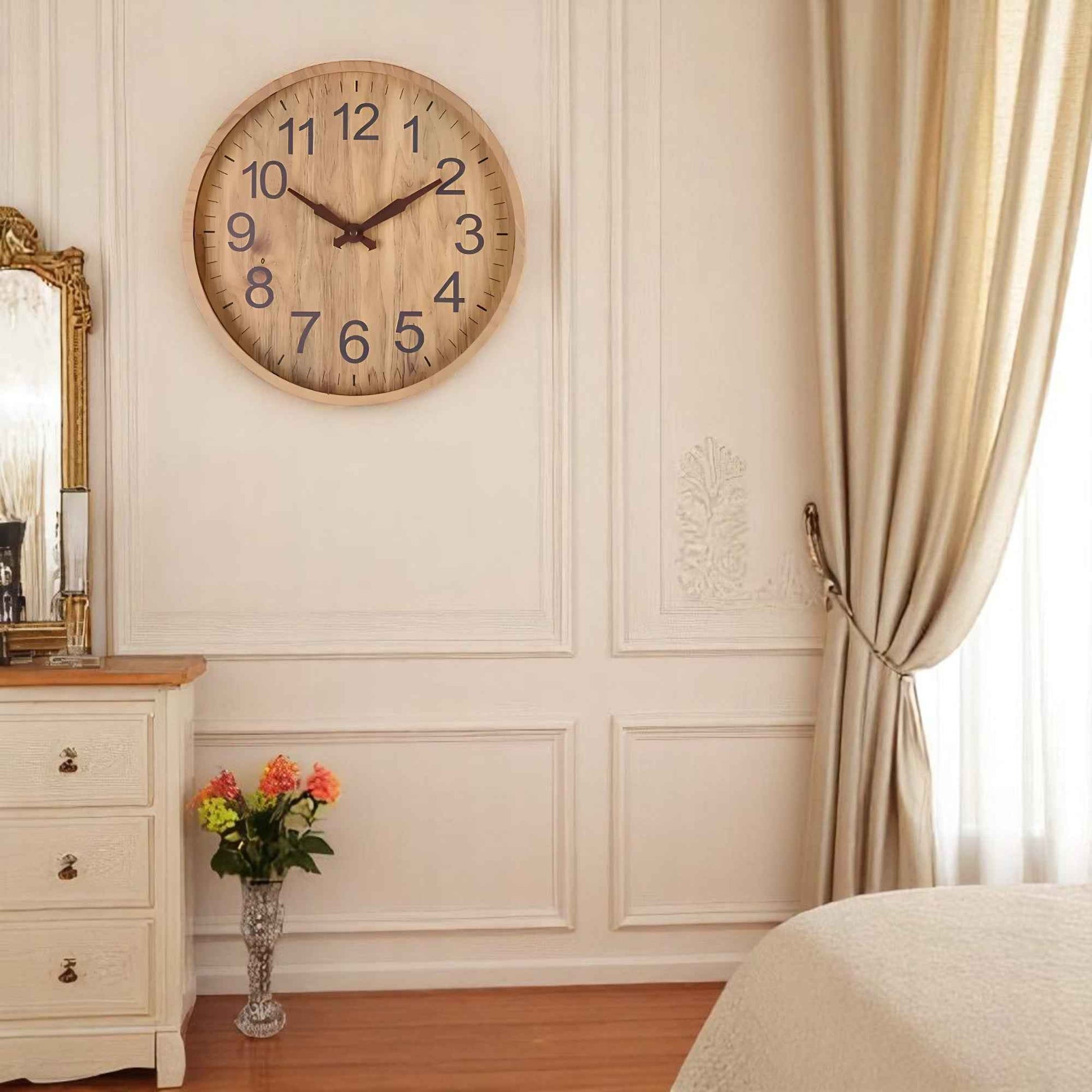 Horloges murales : Horloge Murale en Bois 30 cm - Design Élégant et Moderne dans de Marche Lino