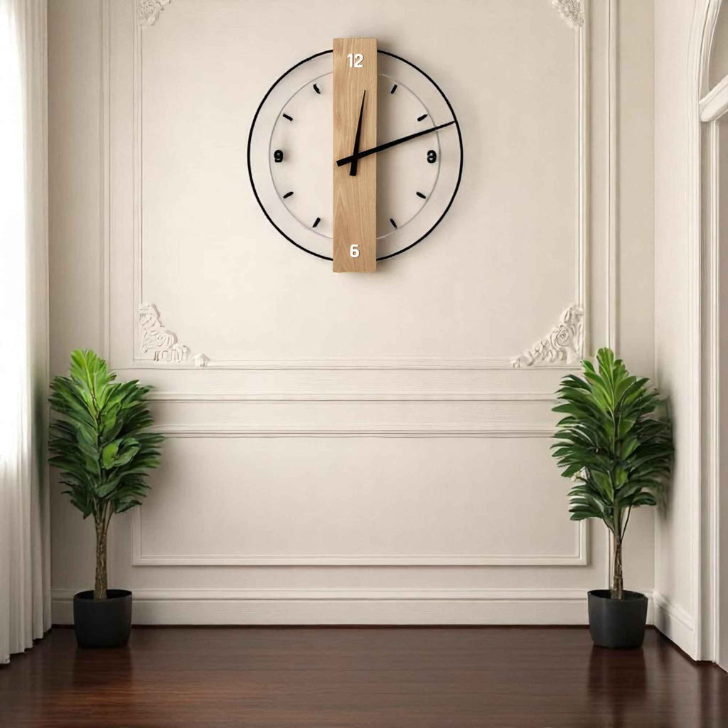Horloges murales : Horloge Murale en Bois Design Élégante et Moderne dans de Marche Lino