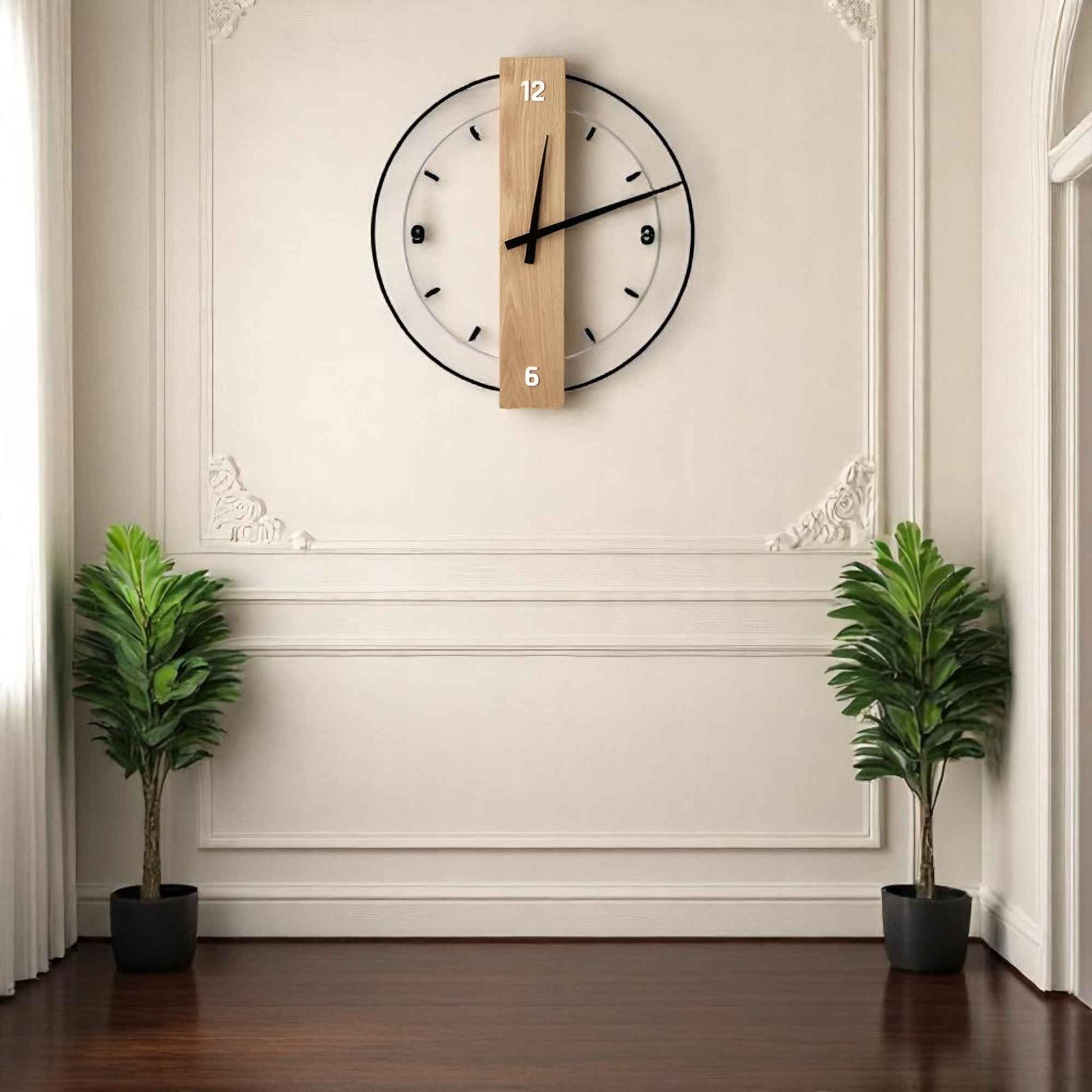 Horloges murales : Horloge Murale en Bois Design Élégante et Moderne dans de Marche Lino