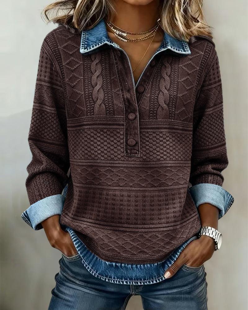 Chic Sweatshirt mit halbgeknöpftem Kragen Sweatshirt