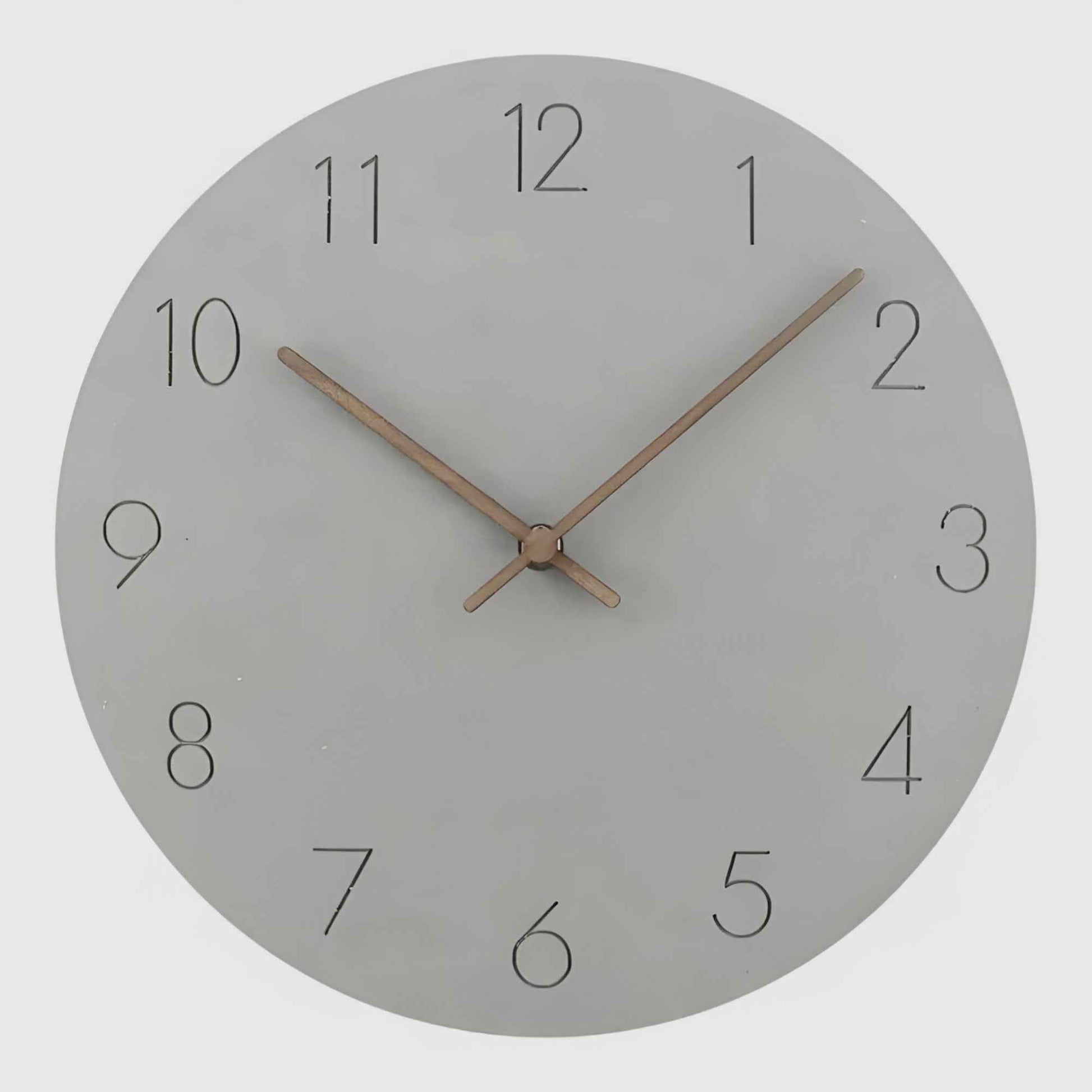 Horloges murales : Horloge Murale Silencieuse en Bois - Design Élégant et Minimaliste 29 cm dans Gris de Marche Lino