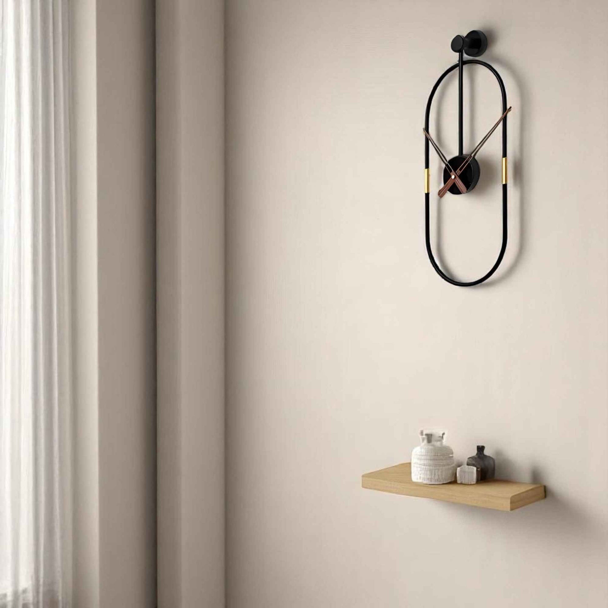 Horloges murales : Grande Horloge Murale Design Métal Noir Minimaliste dans de Marche Lino