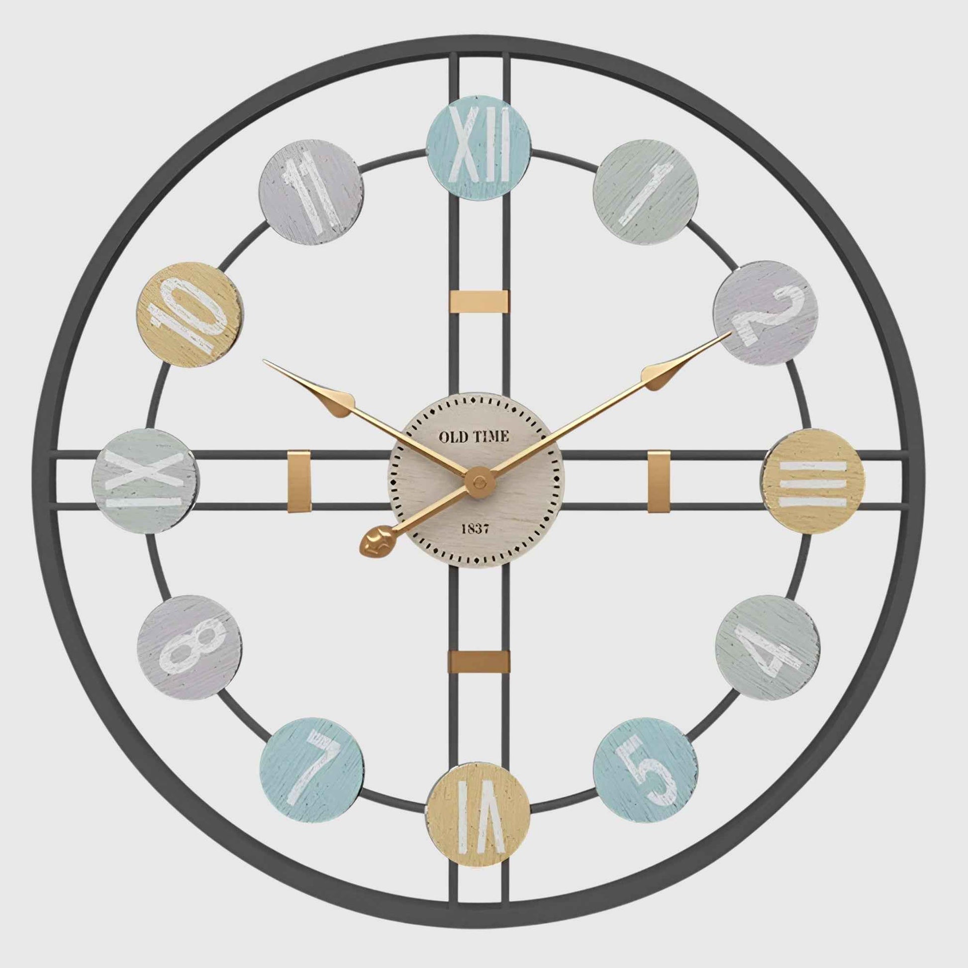 Horloges murales : Grande Horloge Murale Design Métal Moderne pour un Décor Élégant dans Noir de Marche Lino