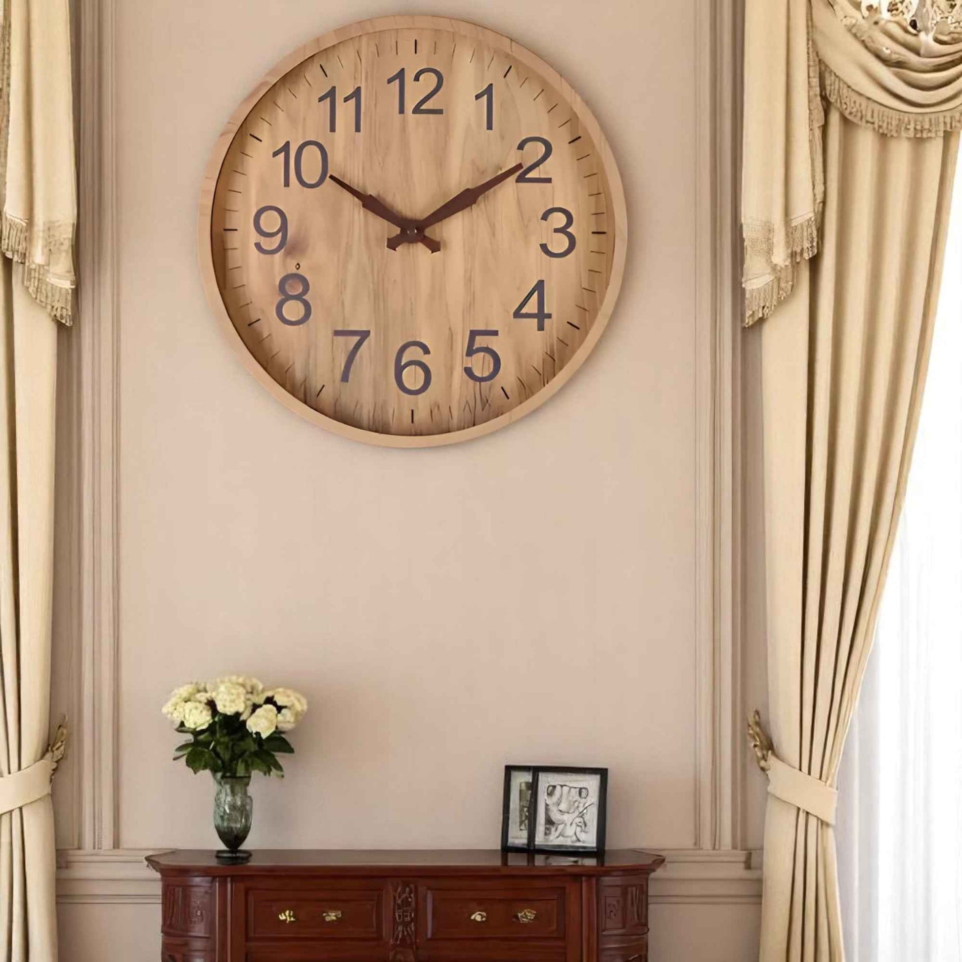 Horloges murales : Horloge Murale en Bois 30 cm - Design Élégant et Moderne dans de Marche Lino
