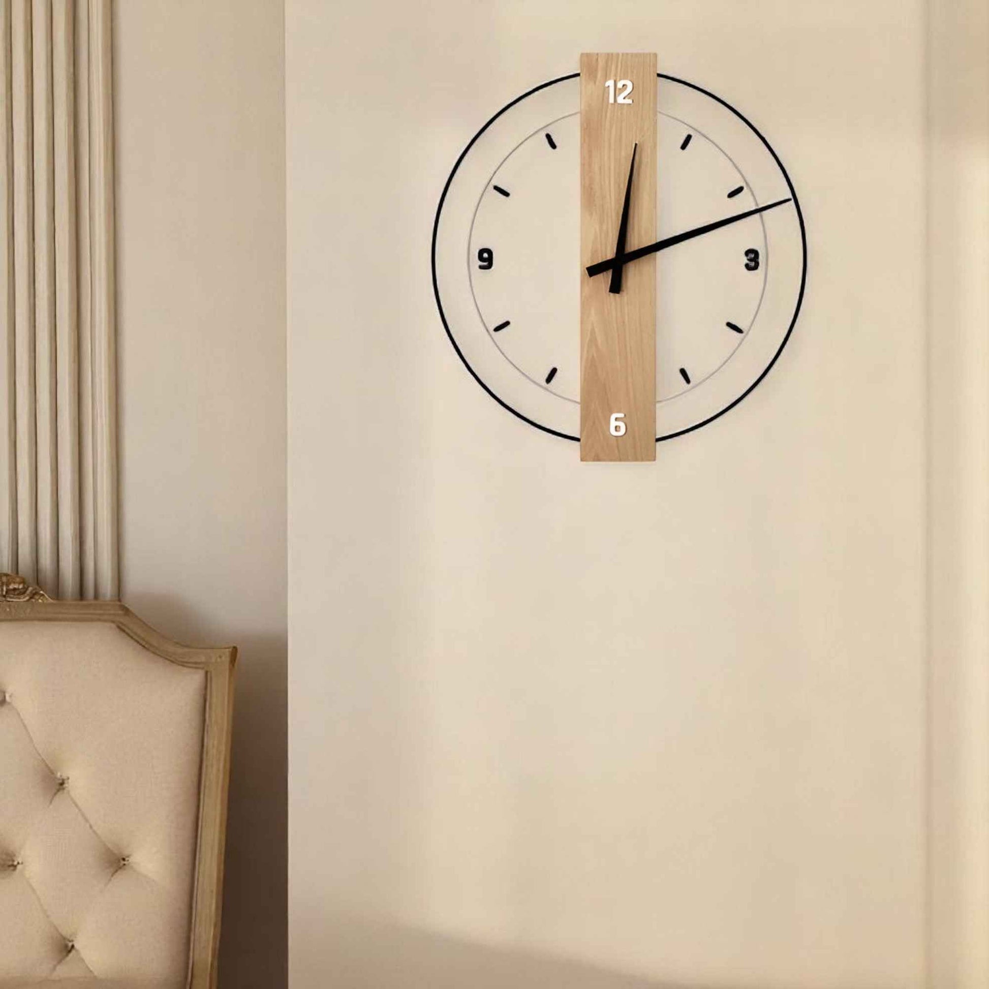 Horloges murales : Horloge Murale en Bois Design Élégante et Moderne dans de Marche Lino