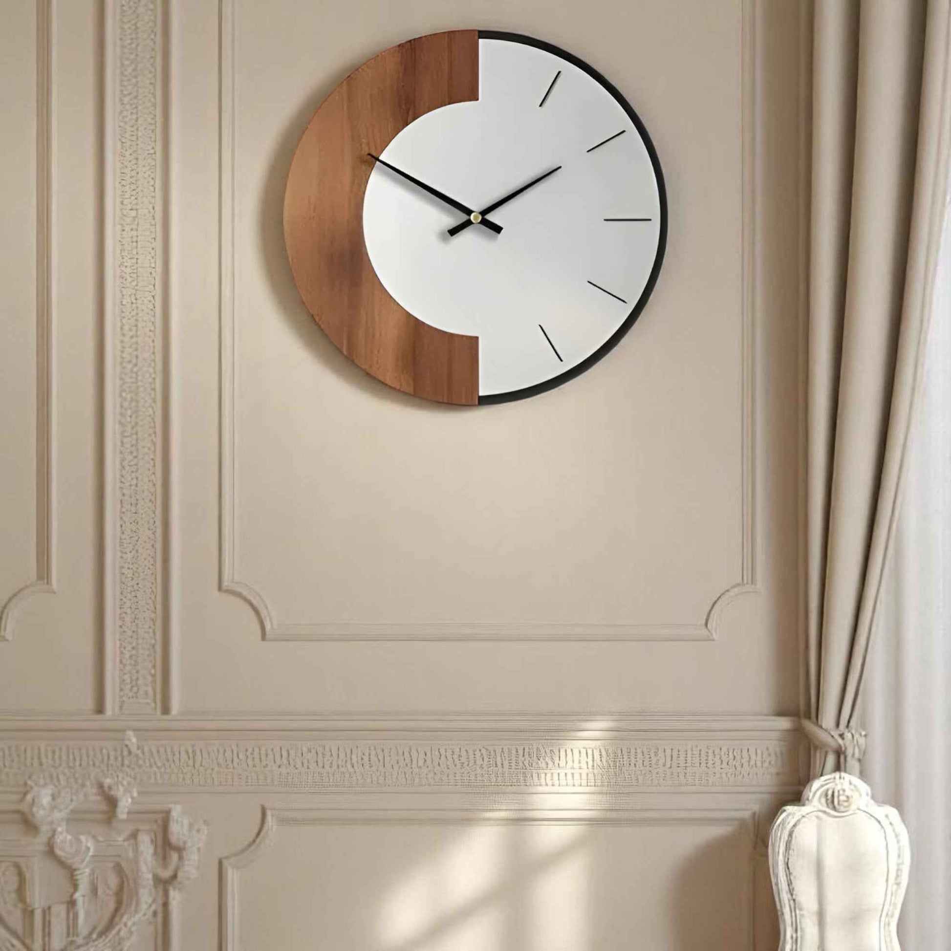 Horloges murales : Grande Horloge Murale en Bois Naturel - Élégance et Authenticité avec Horloge Murale en Bois Naturel dans de Marche Lino
