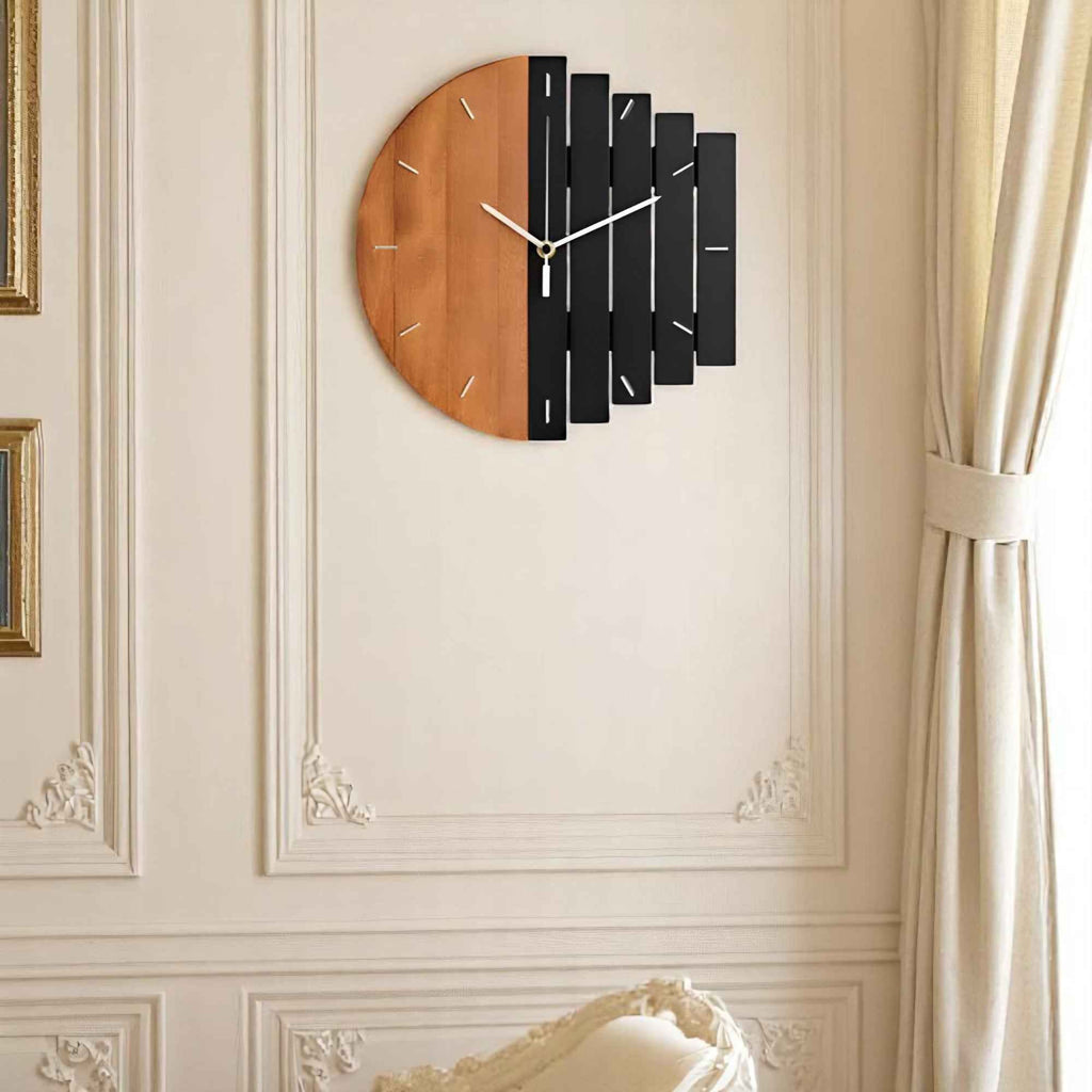 Horloges murales : Grande Horloge Murale en Bois Design Élégante et Moderne dans de Marche Lino