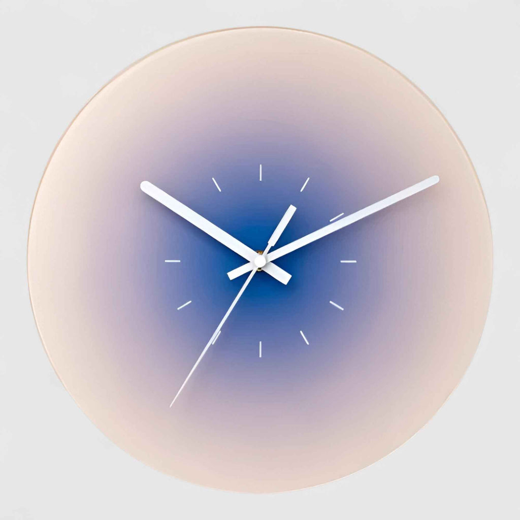 Horloges murales : Horloge Murale Design en Verre Silencieuse - Élégance Moderne, 30/35 cm de Diamètre dans Violet Sans chiffres de Marche Lino