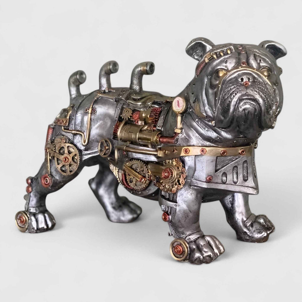 Sculptures d'animaux : Sculpture Animaux Steampunk en Résine et Bronze pour une Décoration Unique dans Bulldog: 260g dimensions: 18 x 8 x 13 cm de Marche Lino