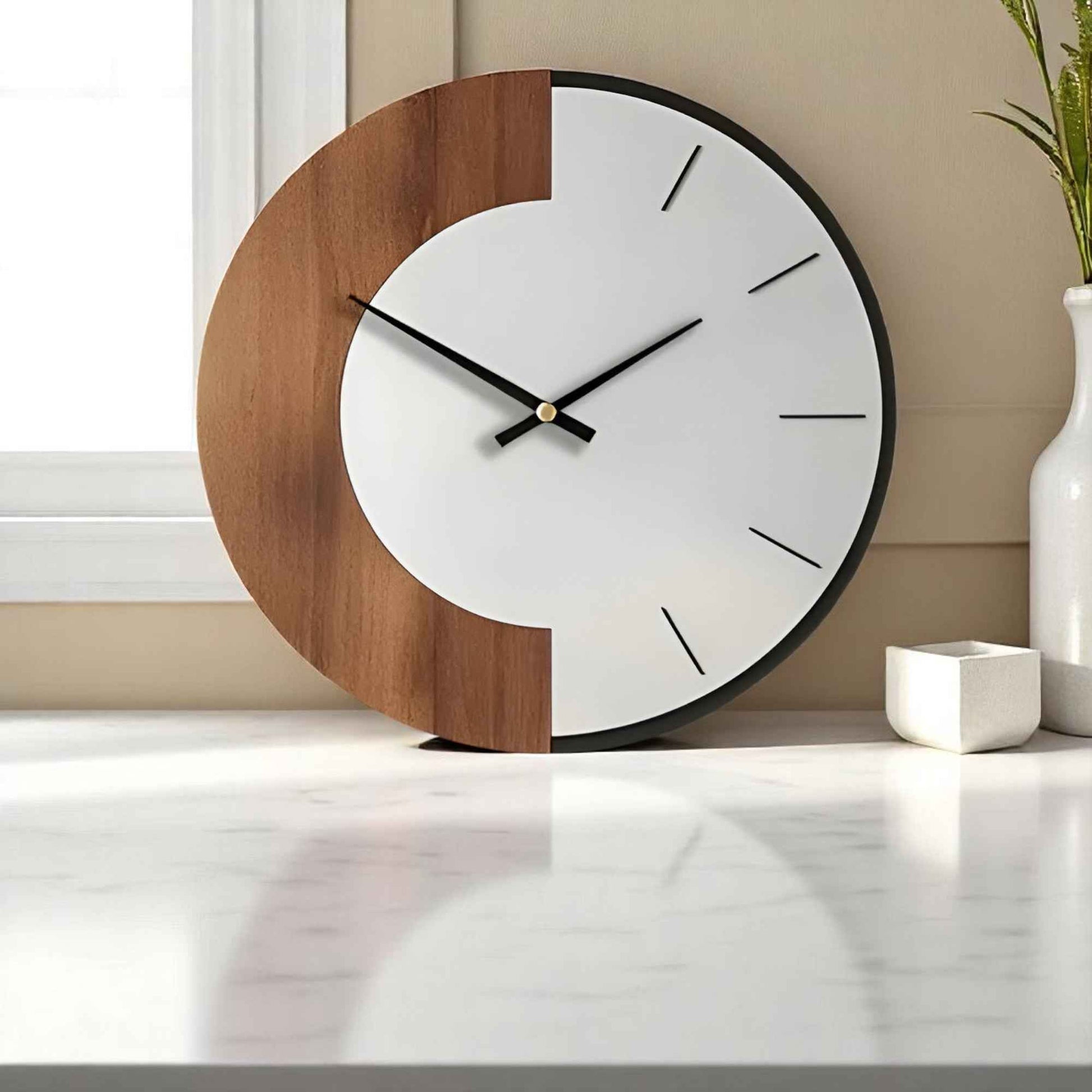 Horloges murales : Grande Horloge Murale en Bois Naturel - Élégance et Authenticité avec Horloge Murale en Bois Naturel dans de Marche Lino