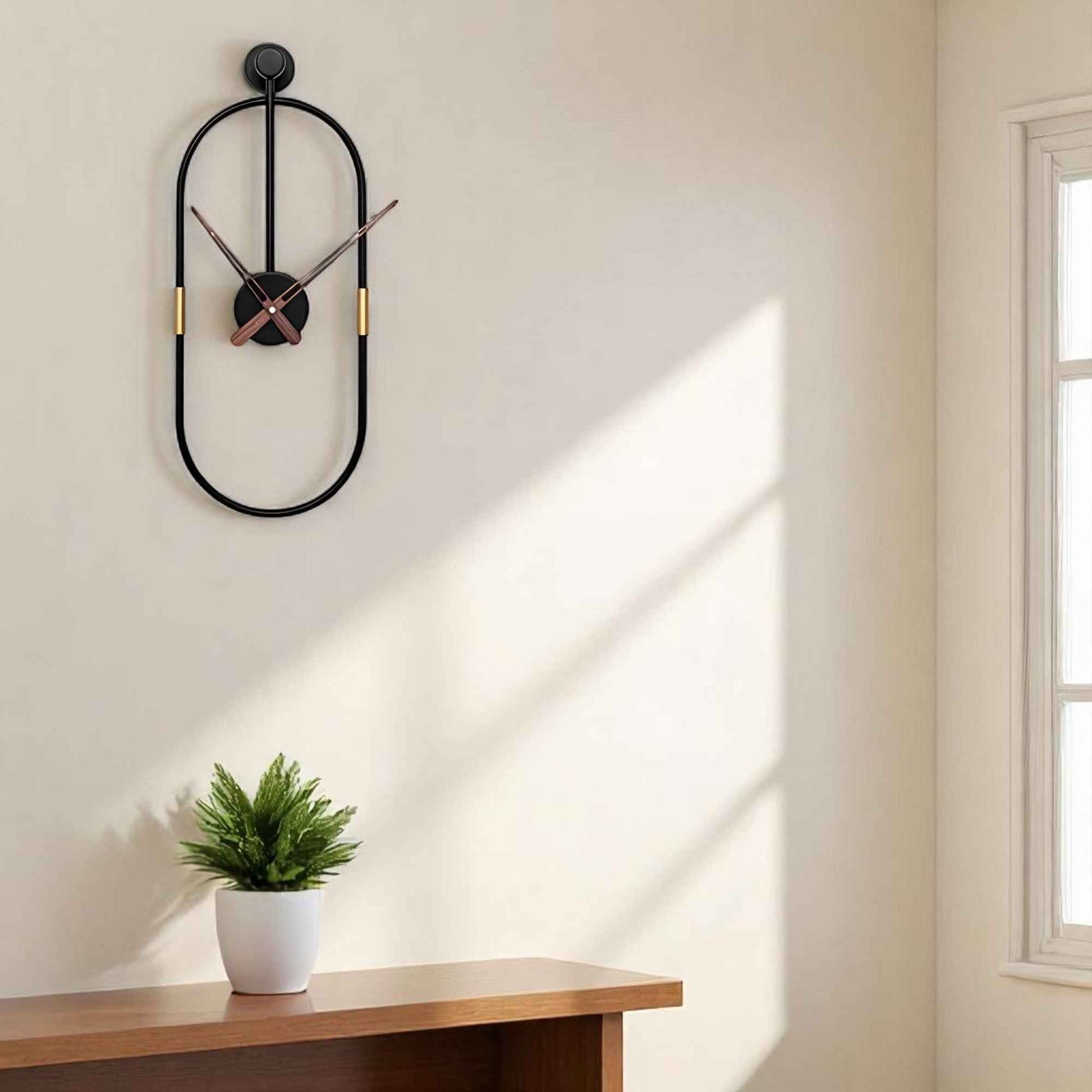 Horloges murales : Grande Horloge Murale Design Métal Noir Minimaliste dans de Marche Lino