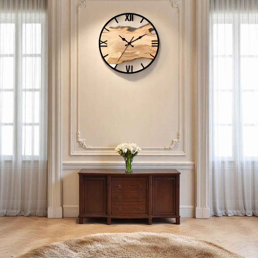 Horloges murales : Horloge Murale Minimaliste Noire 30 cm – Élégante et Moderne dans de Marche Lino