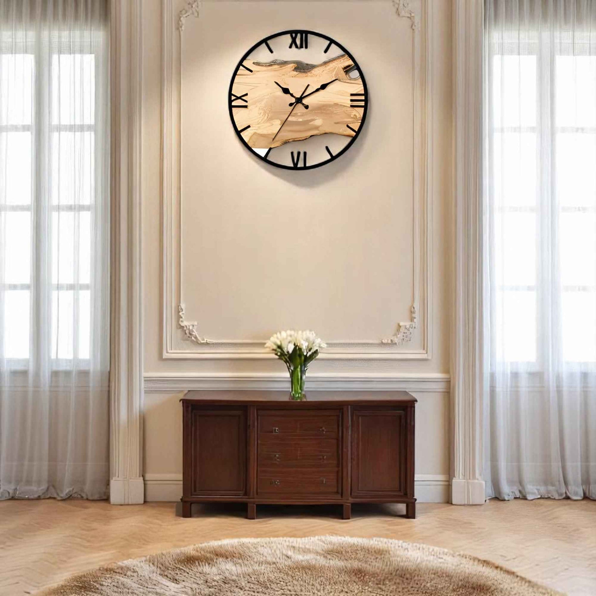 Horloges murales : Horloge Murale Minimaliste Noire 30 cm – Élégante et Moderne dans de Marche Lino
