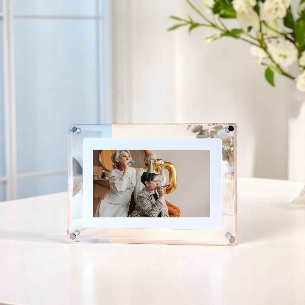 Cadres photo numériques : Cadre Photo Numérique en Verre dans de Marche Lino