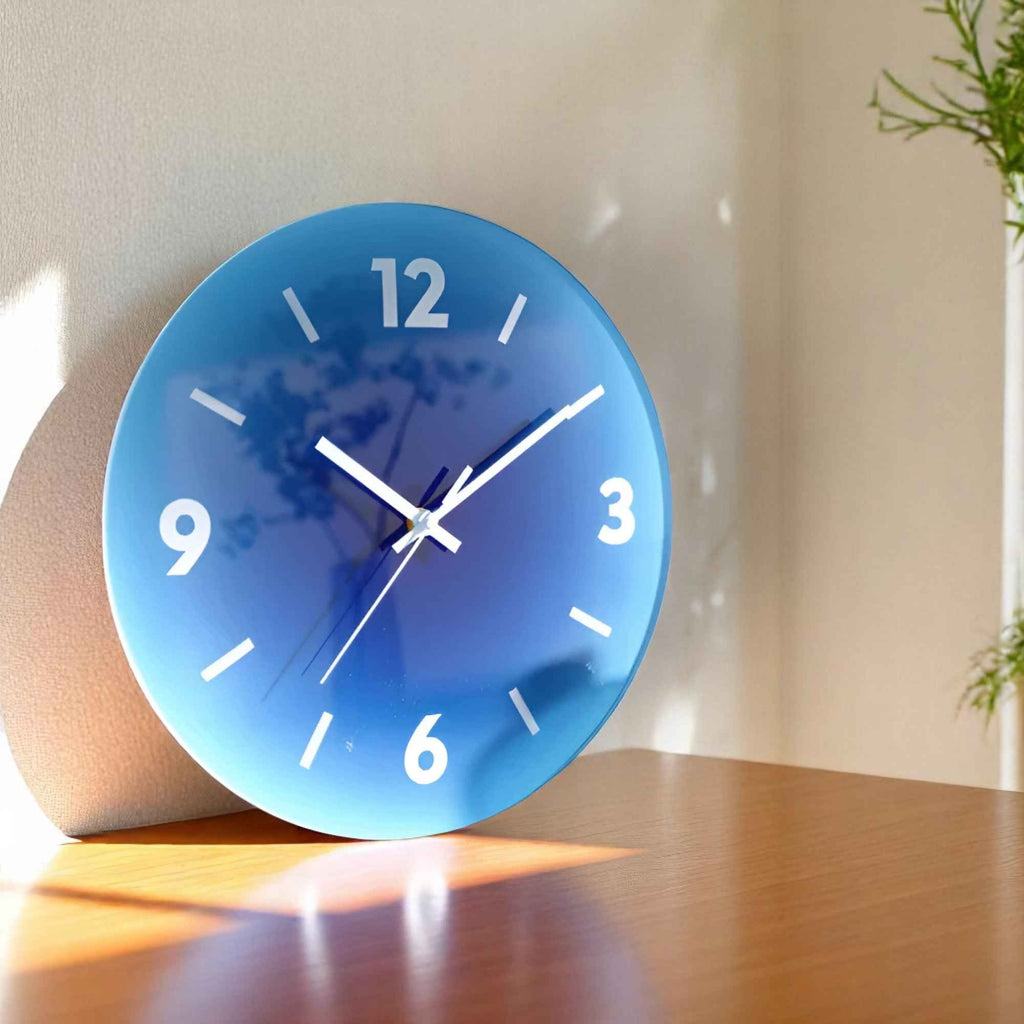 Horloges murales : Horloge Murale Design en Verre Silencieuse - Élégance Moderne, 30/35 cm de Diamètre dans de Marche Lino