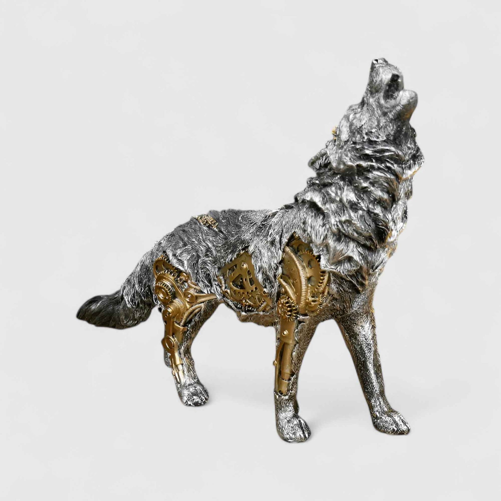 Sculptures d'animaux : Sculpture Animaux Steampunk en Résine et Bronze pour une Décoration Unique dans Loup: 280g dimensions: 22 x 6 x 17 cm de Marche Lino