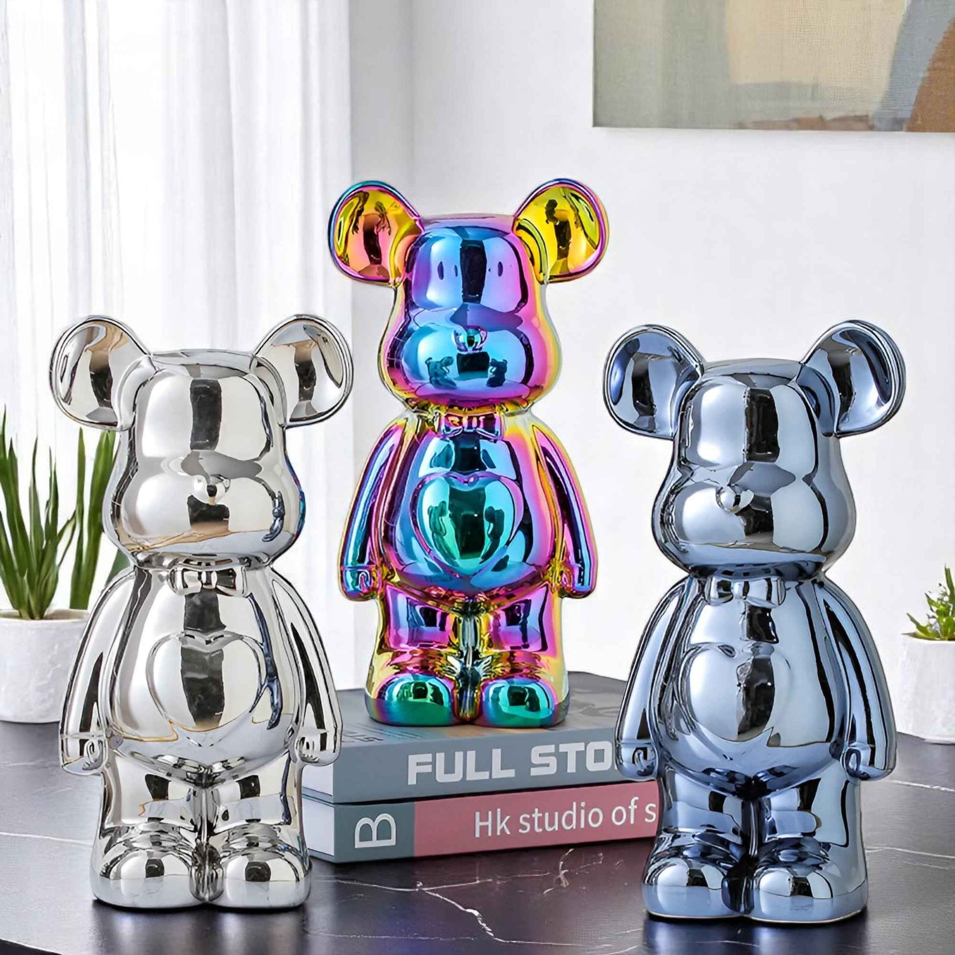 Figurines : Statuette Ours Céramique Luxe 28 cm - Décoration Élegante pour Intérieur dans de Marche Lino
