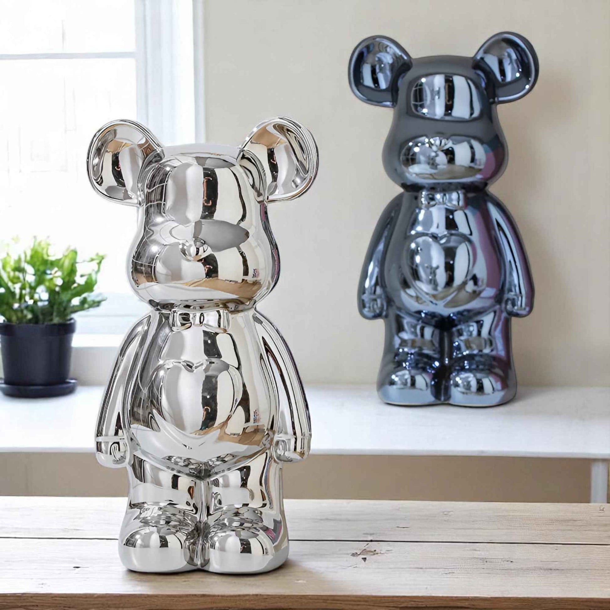 Figurines : Statuette Ours Céramique Luxe 28 cm - Décoration Élegante pour Intérieur dans de Marche Lino