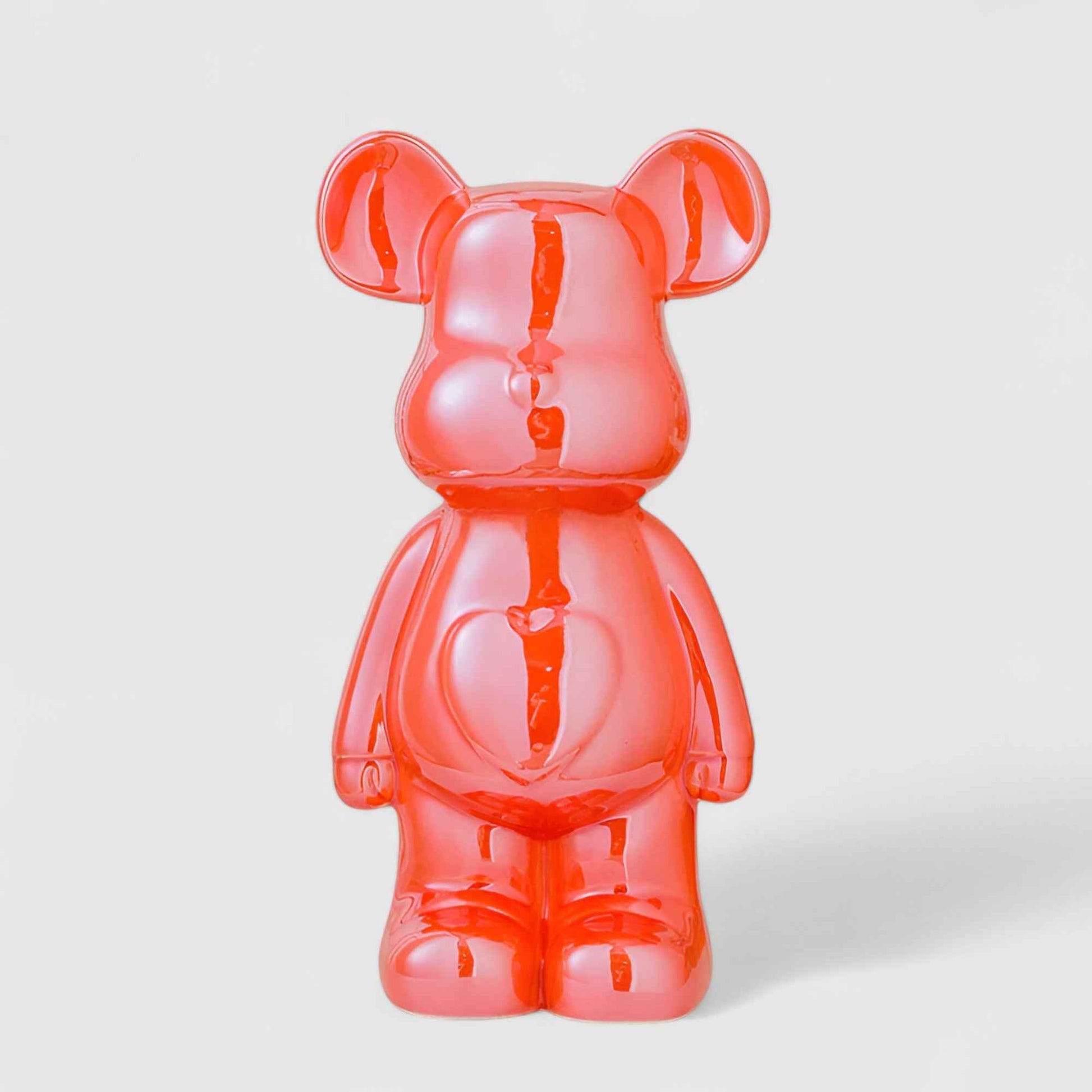 Figurines : Statuette Ours Céramique Luxe 28 cm - Décoration Élegante pour Intérieur dans Rouge Orange de Marche Lino