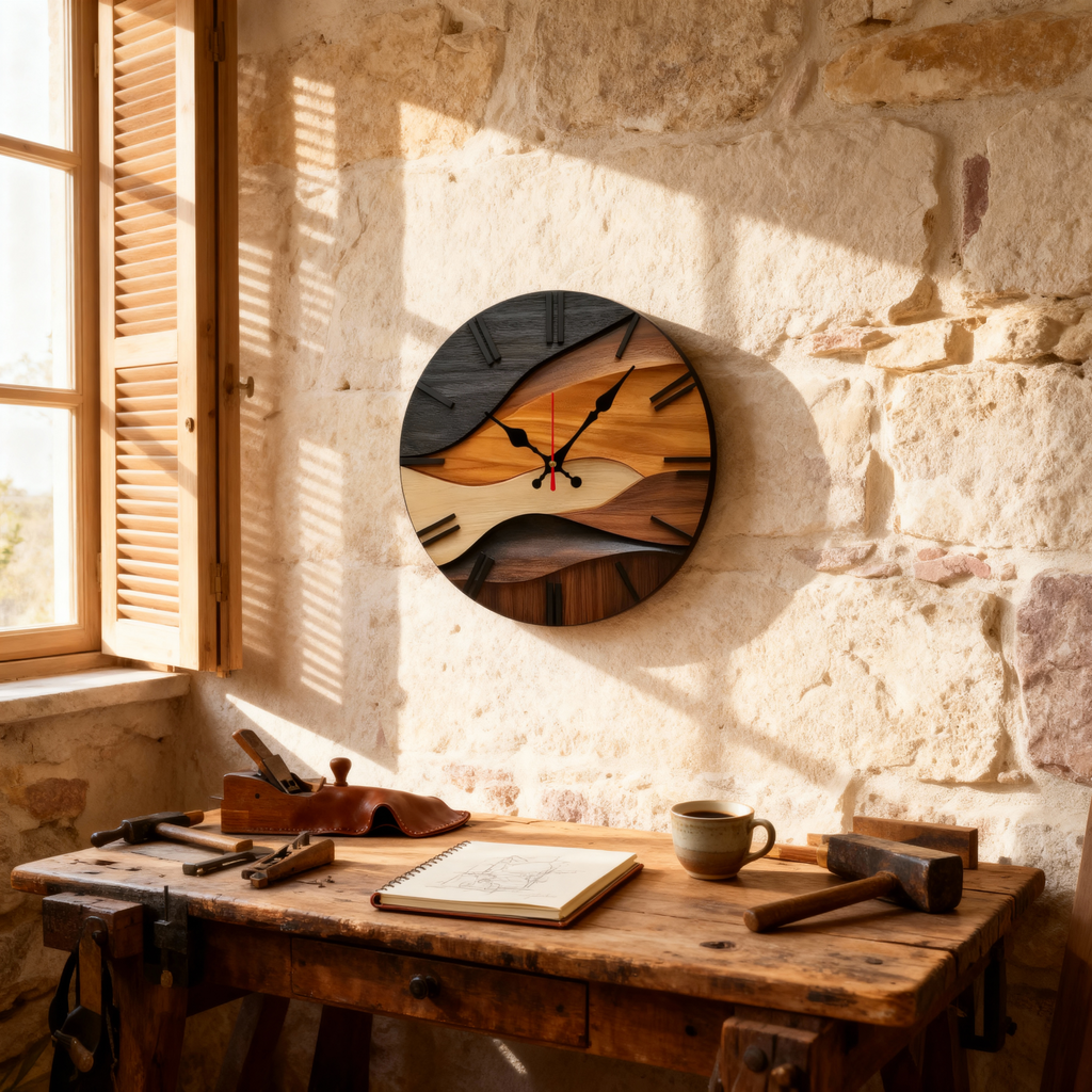 Watch Murale en Bois – Forme Ronde, Style Moderne