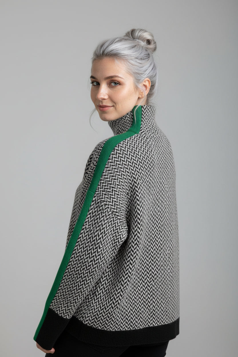 Damenpullover mit Polyester-Streifen Modischer eleganter Büro-Stil