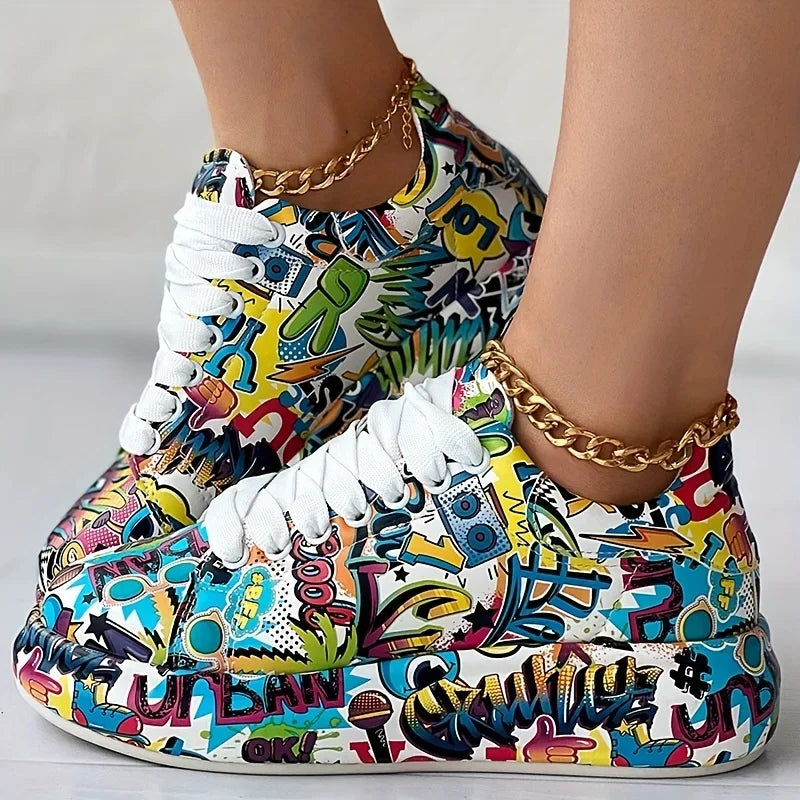 Baskets Femmes Imprimé Graffiti Tendance 0