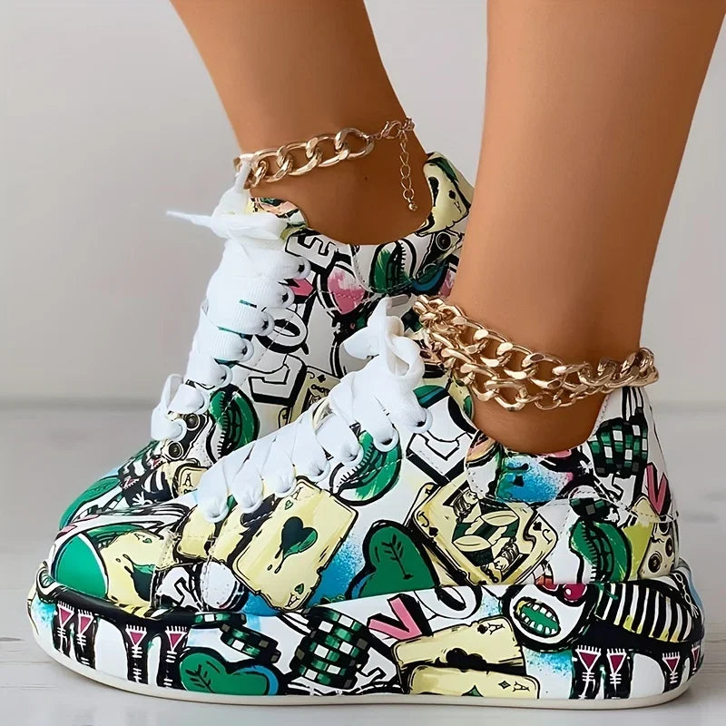 Baskets Femmes Imprimé Graffiti Tendance 3