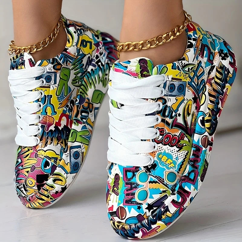 Baskets Femmes Imprimé Graffiti Tendance 4
