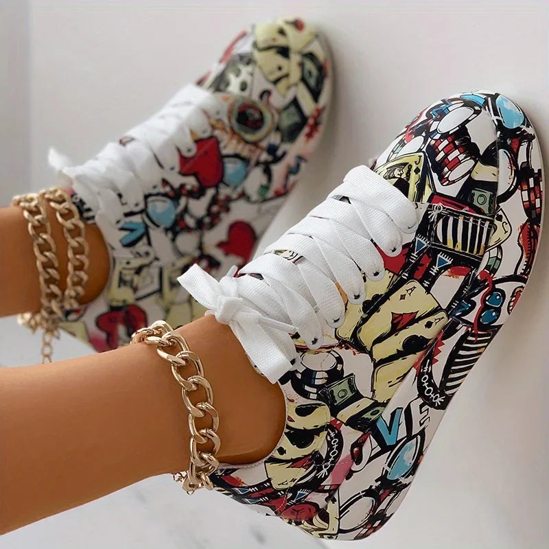 Baskets Femmes Imprimé Graffiti Tendance 5