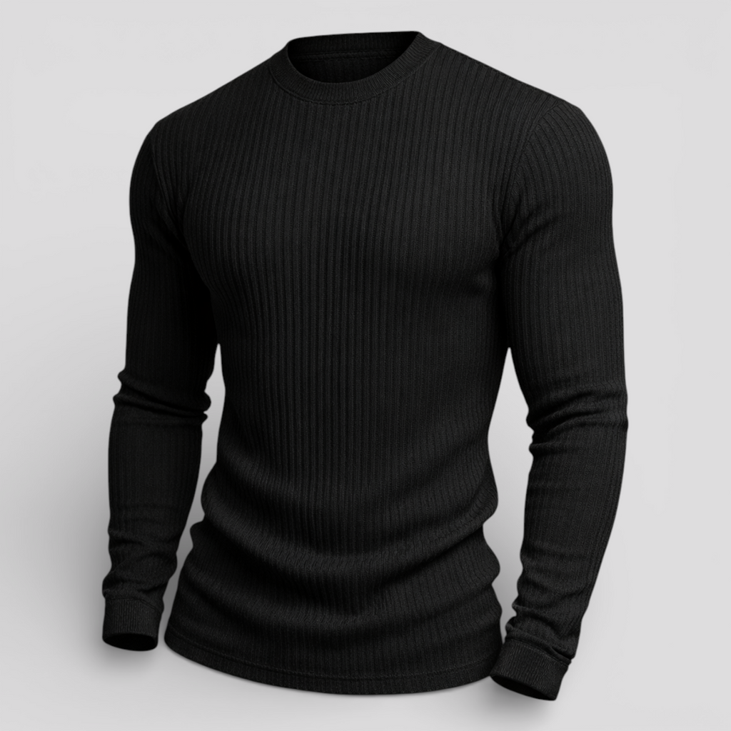 Herren Slim Fit Rippstrickpullover Bequeme Herrenmode